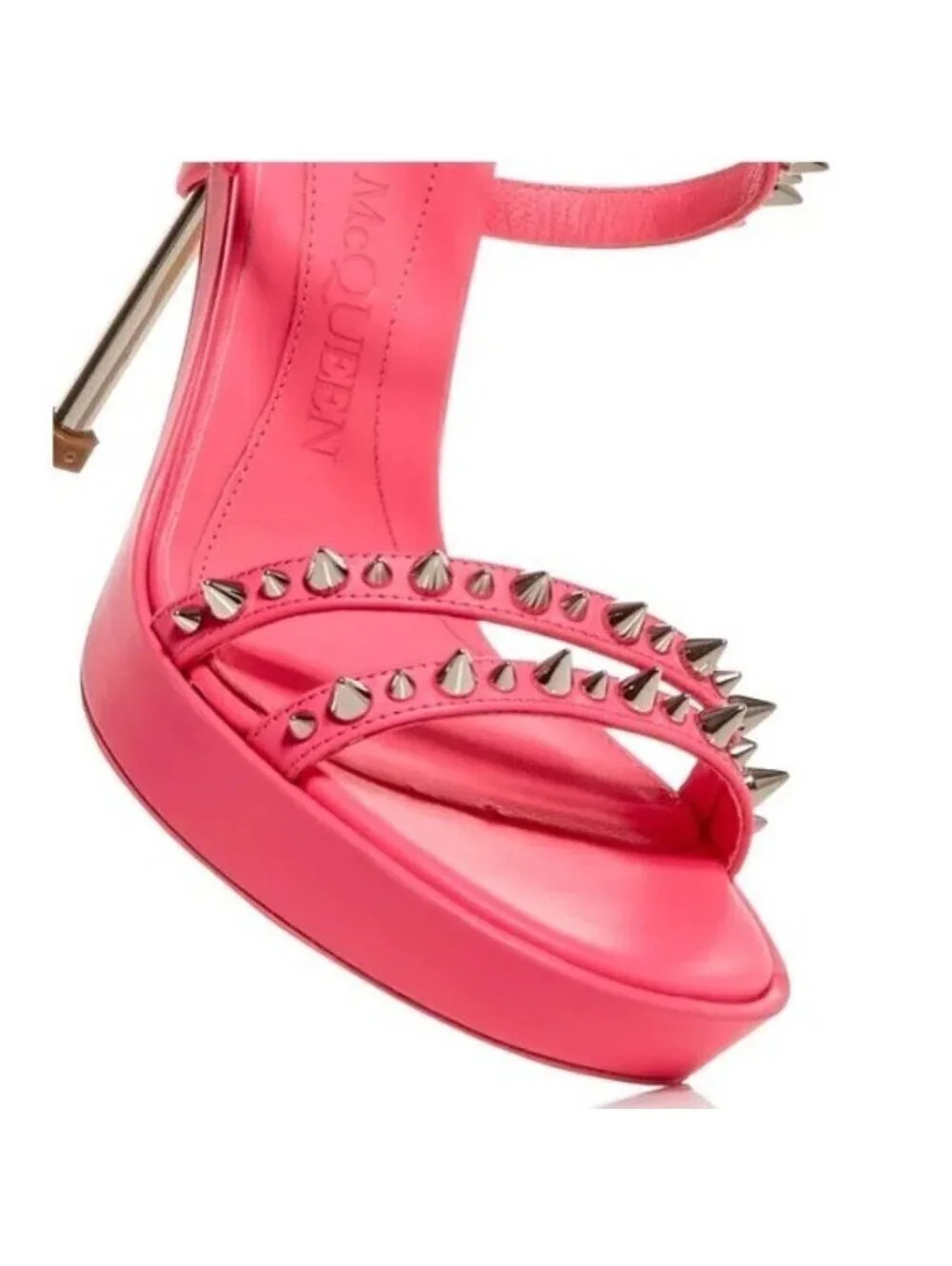 Alexander McQueen Platform Studded Strappy Sandals Metallic Pink EU 36 NWT $950